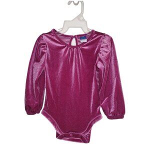 Chic Raspberry Velvet Long-Sleeve Bodysuit by Old Navy - NWT, Size 6-12M